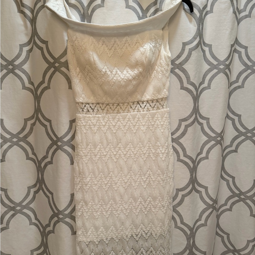 Jodi Kristopher Strapless Cream Lace Dress